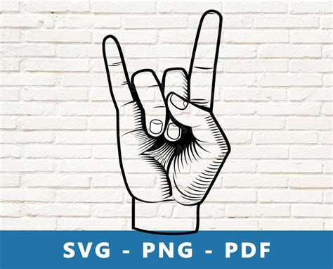 Rock And Roll Hand Svg Metal Music Hand Svg Sign Of The Horns Svg