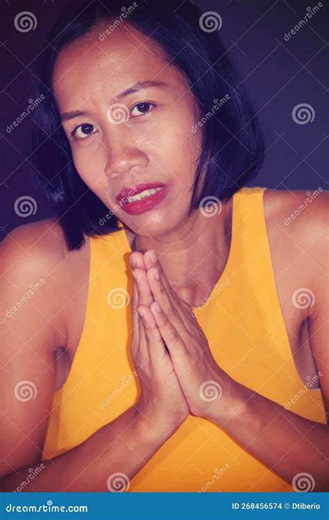 Pretty Asian Adult Female Praying Stock Photo Image Of Maturity