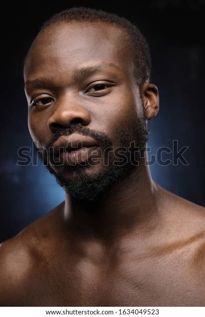 Portrait Handsome Black Man Naked Sports Stock Photo