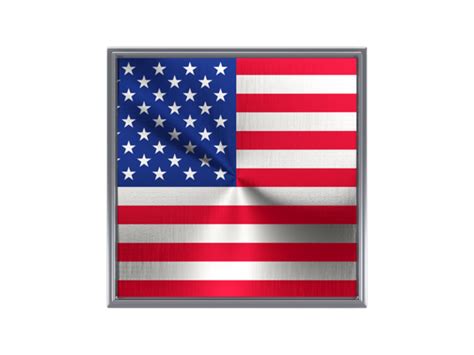 Square Metal Button Illustration Of Flag Of United States Of America