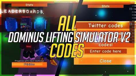 ALL WORKING CODES ON DOMINUS LIFTING SIMULATOR V2 Roblox YouTube