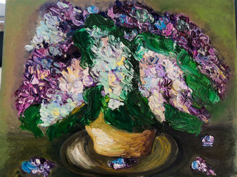 Lilac Painting Original Oil Art Floral Impasto Artwork By Etsy In