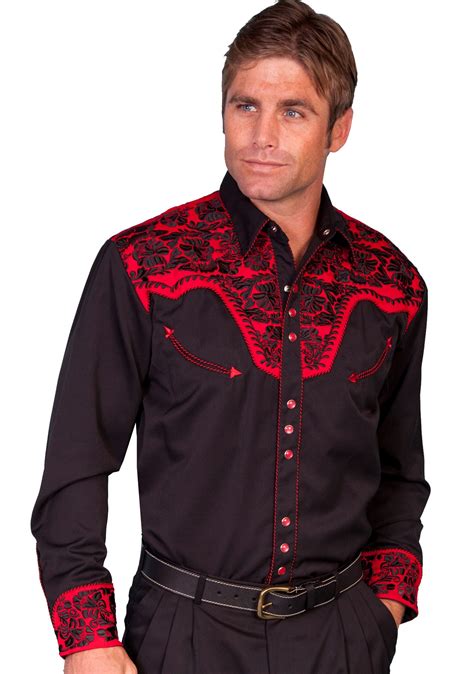 Mens Embroidered western shirts, vintage, retro, plaid