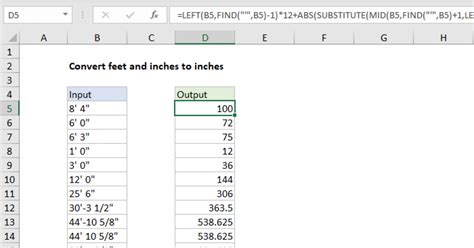 Convert Feet And Inches To Inches Excel Formula Exceljet