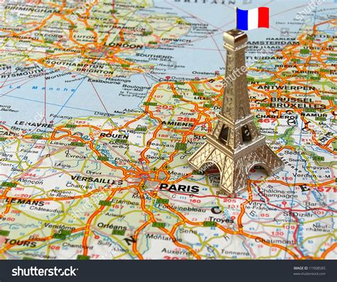 Eiffel Tower On A Map Of France Stock Photo 11908585