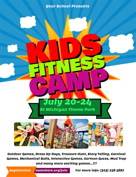 Kids Fitness Camp Flyer Template Postermywall
