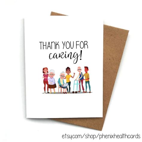 Greeting Card Caregiver Caring The Best Caregiver Thank You Etsy