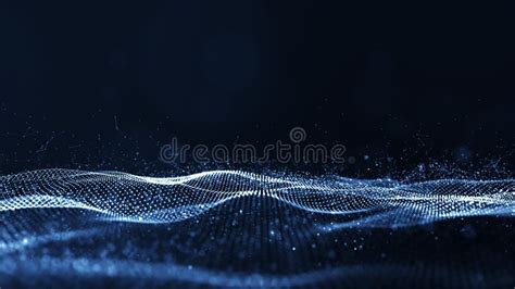 Looping Digital Blue Color Particles Wave Flow Abstract Motion
