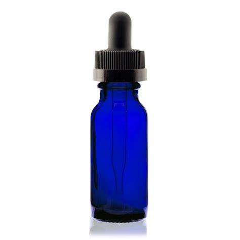 12 Oz 15ml Cobalt Blue Boston Round Glass Bottle W Black Child