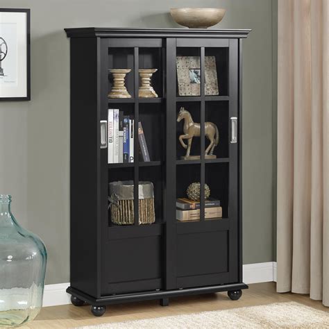 Bringing A Touch Of Class To Your Home With A Black Bookshelf With Glass Doors Glass Door Ideas
