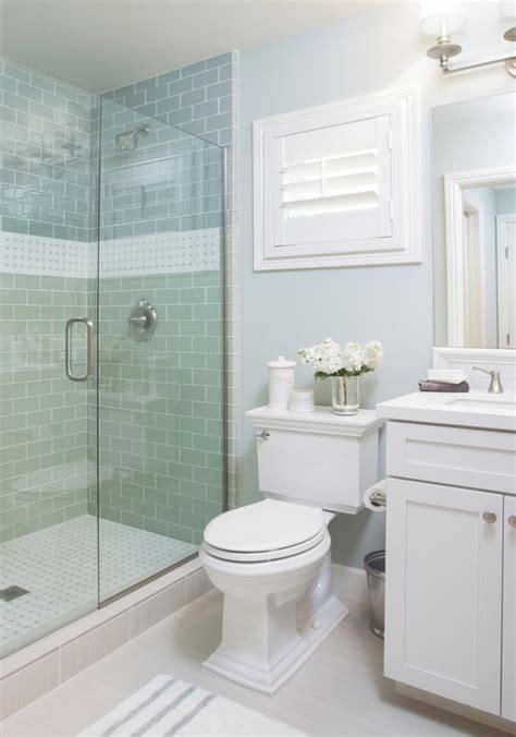 Subway tiles is chic classics, they bring a traditional and because of that such a cozy feel to every space they are used in. coastal bathroom with aqua blue subway tile | AGK Design ...