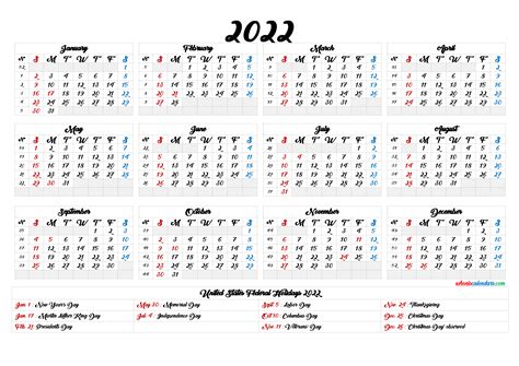 Printable 2022 Calendar One Page 6 Templates Printable Calendar