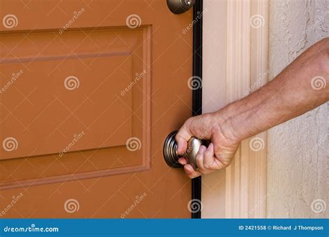 Opening Door Stock Photo Image Of Person Home Door 2421558
