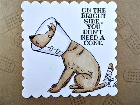 Funny Dog Get Well Soon Card Dog Cone Encouragement Feel Etsy Funny