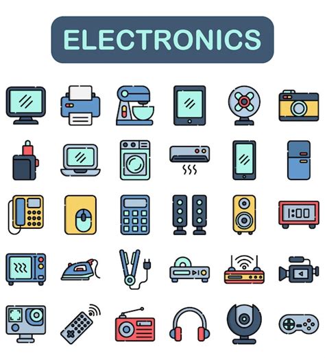 Premium Vector Electronics Icons Set Lineal Color Style
