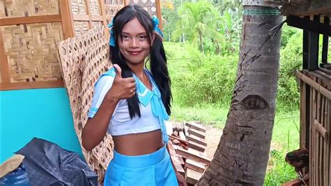 filipina morena model cosplay school girl outfit doing off grid chocolate hills bohol