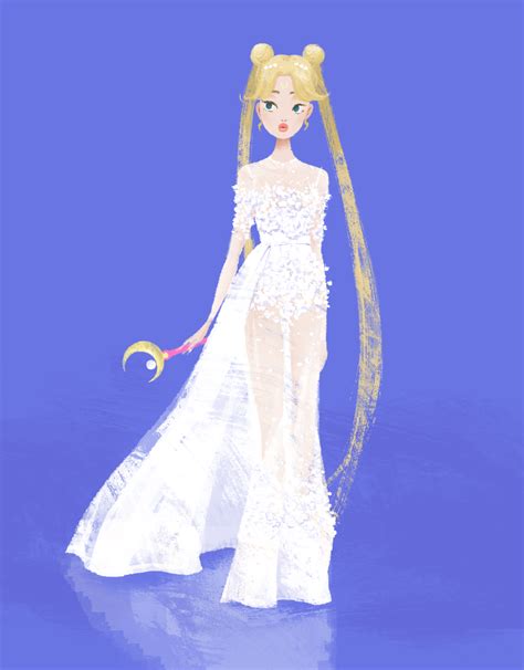 sailor moon aka princess serenity in elie saab spring 2014 couture match made in heaven print