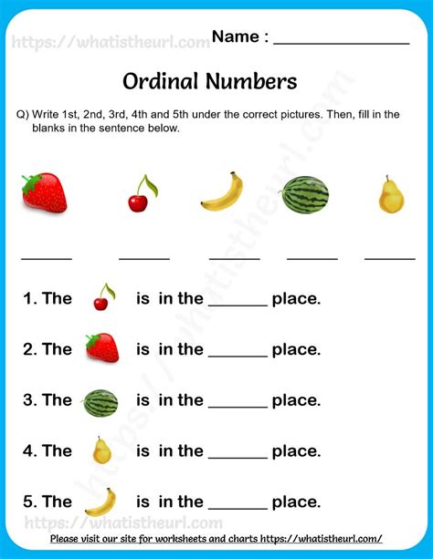 Ordinal Numbers Worksheet For Grade 3