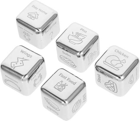 FAVOMOTO 5 Pcs Food Decision Dice Decider Stainless Steel Dinner Food