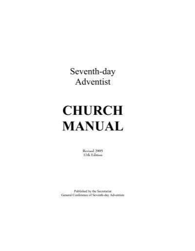 Church Manual General Conference Of Seventh Day Adventists