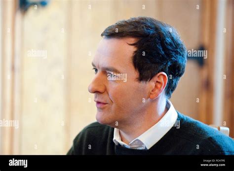 Rt Hon George Osborne Chats With Farmer Mark Eckley Over Tea In The