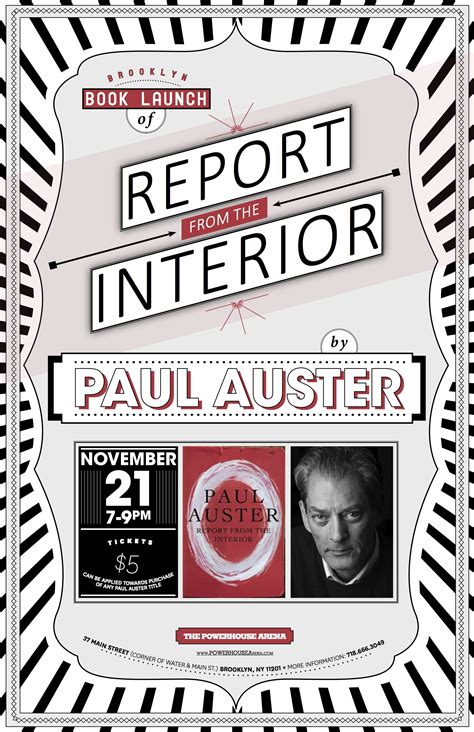 Brooklyn Book Launch Report From The Interior By Paul Auster Powerhouse Arena