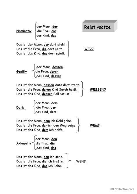 Relativsätze Deutsch DAF Arbeitsblätter pdf doc