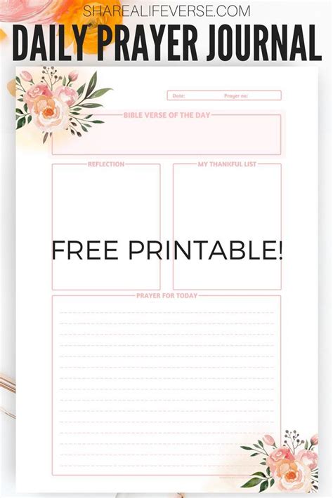 Free Daily Prayer Journal Printable Page Cute Freebies For You