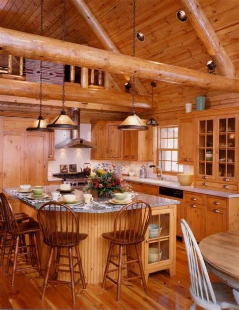 Image Of Terrific Kitchens In Log Cabins With Crushed Glass Countertops