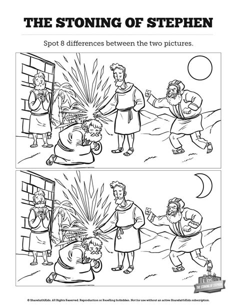 This week we talked about the choosing of the seven deacons in acts 6. Acts 7 The Stoning of Stephen Kids Spot The Difference ...