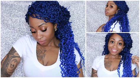 How To Ombre Blue Crochet Braids On A Freetress Braided Cap Youtube