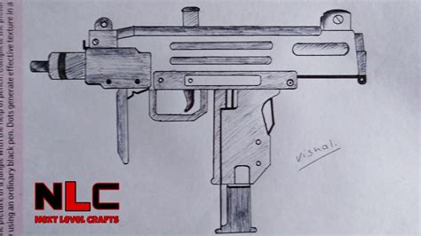 How To Draw Uzi Gun From Pubg Easilyuzi Gun Drawing By Vishal Sairkar