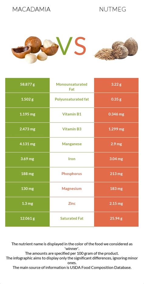 Macadamia Vs Nutmeg — In Depth Nutrition Comparison
