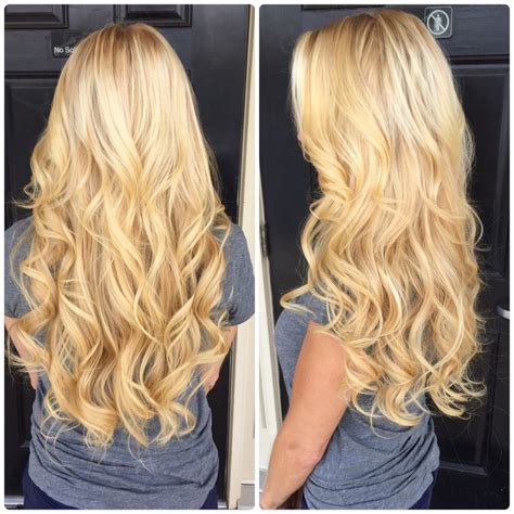 Blonde Balayage With 22 Extensions For Length Hair Hair Extensions