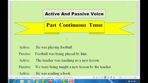 Active And Passive Voice Past Continuous Tense Youtube