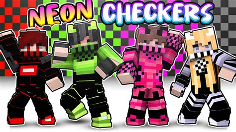 Neon Checkers By The Lucky Petals Minecraft Skin Pack Minecraft