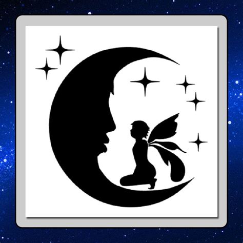 8 X 8 Inch Craft Stencil Fairy Sitting On The Moon With Stars Airbrush