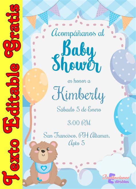 Invitación De Baby Shower Niño 01 Gratis Invitaciones Editables 2024