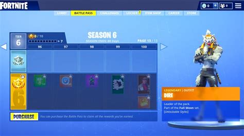 All Season 6 Tiers Tier 100 Skinall Emotes Battle Pass Fortnite Battle Royale Youtube
