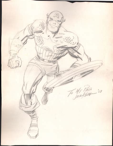 Jack Kirby Captain America Pencil Sketch 1969 In Roger K S Kirby Jack Comic Art