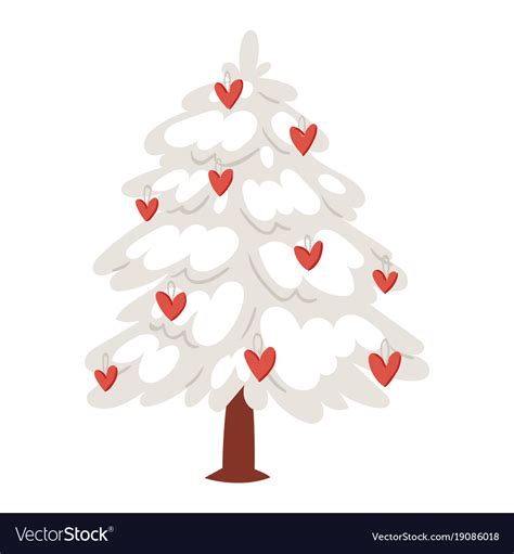 Love Tree Christmas New Year Heart Icons Vector Image