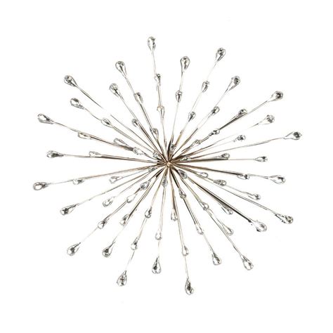 Easy to hang by metal hardware in back; Tripar International, Inc. 31 in. Round Metal Silver Starburst Wall Decor-33618 - The Home Depot