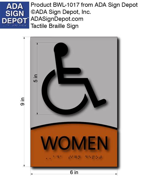 Wheelchair Symbol Womens Restroom Sign In Brushed Aluminum And Wood