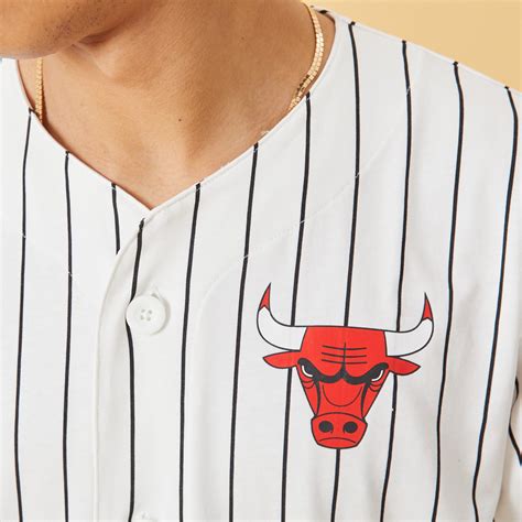 Official New Era Chicago Bulls White Pinstripe Baseball Jersey B124316