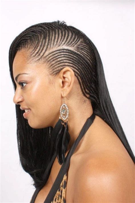 Apply bosleymd blowdry & styling gel ($19) to wet hair and use a flat . Image result for ghana weaving styles for round face ...