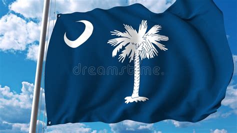 Bandiera Dondeggiamento Di Carolina Del Sud Rappresentazione 3d