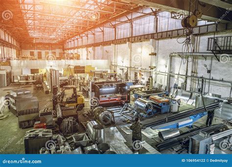 Interior Of Manufacturing Metalworking Factory Warehouse With Modern