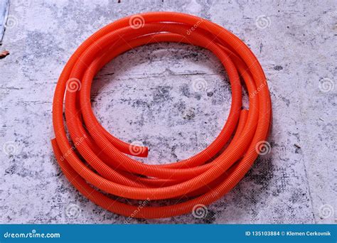 Orange Plastic Tube On The Ground Stock Photo Image Of Industry