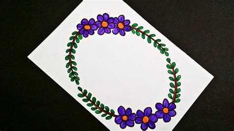 Flower Border Design For School Project Step By Step On Paper Youtube