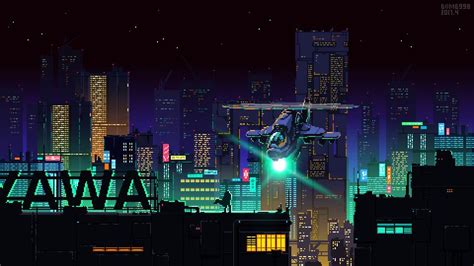 Встроенное Pixel City Pixel Art Cyberpunk City